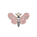 Pink enamel moth skull pendant with golden metal edges for Halloween necklace DIY - Skull Moth Style (MDF863)