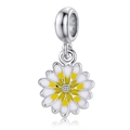 Colgante de margarita en plata S925 con acabado de esmalte blanco y amarillo para joyas - Estilo Margarita Blanca con Centro Amarillo (DGB1995)