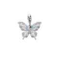 Abalorio de mariposa en esmalte rosa y azul con cristales brillantes en acabado plata - Estilo de Mariposa con Diamantes en Degradado Azul Rosa (DGB2032)