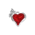 Barock-Herzanhänger mit rotem Kristall und silbernem Flügel für DIY-Schmuck - Roter Schmetterling Herz Anhänger (DGB1789)