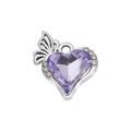 Barocker lila Herzanhänger mit silbernem Schmetterlingsflügel und Kristallakzenten - Violetter Schmetterling Herz Anhänger (DGB1790)