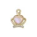 Baroque crown heart pendant with pink iridescent opal and gold-plated metal finish - Gold Pink Purple Opal Style (DGB1803)