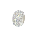 Funkelnde AB-Kristall-Pavé-Charme-Perle mit schillernden weißen Strasssteinen für Schmuck - Zylindrischer Stil / Regenbogen