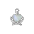 Baroque crown heart pendant with opal stone and silver crystals for DIY jewelry - Silver Iridescent Opal Style (DGB1804)