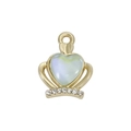 Baroque gold crown heart pendant with iridescent opal and sparkling small crystals - Gold Blue Green Opal Style (DGB1805)