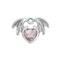 Pink heart crystal pendant with silver gothic wings for DIY jewelry making - Pink (DGB1816)