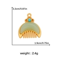 Gold-finish comb pendant with green stone inlay and blue bead for DIY jewelry - Comb Shape (DGB1674)