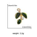 Green enamel leaf charm with pearl accent in gold finish for DIY jewelry making - Pearl Triple Green Leaves Style (DGB1566)