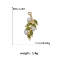 Golden branch pendant with white pearls and green enamel leaves for DIY jewelry making - Pearl Triple Fruit Branch Style (DGB1567)