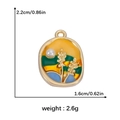 Pendentif ovale en émail artistique avec paysage, bord doré et accent perlé - Style Peinture à l'Huile Paysage (DGB1542)