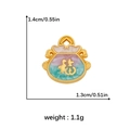 Traditional gold-plated fortune bag pendant with pink green enamel and Fu character - Gradient Fortune Bag (DGB1678)