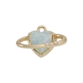 Hellblauer Opal Herzanhänger mit goldenem Saturnring und Perlen-Akzenten - Gold Irisierender Planet (DGB1807)