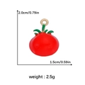 Red enamel tomato charm pendant with green leaf and golden ring for DIY jewelry making - Red Tomato Style (DGB1573)