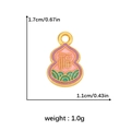 Golden gourd pendant with pink and green enamel 福 character design, 1.7cm x 1.1cm - Fortune Gourd (DGB1682)
