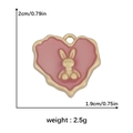 Herzanhänger aus rosa Harz mit 3D-Hasenrelief und Maßangaben für DIY-Schmuck - Rosa Herz Hasen Stil (DGB1548)