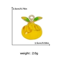 Cute yellow citrus fruit charm with green leaves and golden ring for DIY jewelry making - Yellow Orange Style (DGB1574)