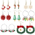 8-delige feestelijke kerstoorbellen set met kerstman, sneeuwvlokken en belletjes - Oorhaken Stijl A / 8 Paar Set