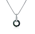 Elegante collar de cadena de serpiente plateada con colgante de cristal verde oscuro y piedras - Anillo Verde (SW208)