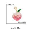 Cute peach pendant charm in cream enamel with red textures and small green leaf - Red Striped Peach Style (DGB1575)