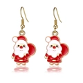 Klassische Weihnachtsmann Emaille-Ohrringe mit rotem Geschenksack und vergoldeten Haken - Weihnachtsmann