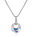 Elegante colgante de cristal aurora con cadena de serpiente plateada brillante para mujer - Redondo Aurora (SW211)