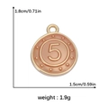 Runder Anhänger in Roségold mit Nummer 5 und Größenangaben in 1,8cm Höhe - Nummer 5 Rundes Relief Stil (DGB1552)