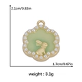 Grüner Tulpenanhänger mit goldenem Hasen und Perlen, 2,1cm x 1,7cm für DIY-Schmuck - Grüner Hintergrund Perlen Relief Hasen Stil (DGB1553)