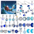 Kerst DIY blauwe kralen sieradenset met armbanden en sneeuwvlok bedeltjes - 31-Vaks Roze-Blauw Geschenkdoos (SDT119)