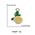 Vibrant lemon slice pendant with yellow enamel finish and green leaf detail for DIY jewelry - Lemon Slice Style (DGB1579)