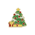 Christmas tree enamel brooch pin with festive green needles and colorful gift boxes - Christmas Tree