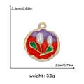 Künstlerischer Tulpen-Anhänger mit Perlen in lila und rot emailliertem Design-Finish - Dreifarbiger Blumen Perlen Stil (DGB1557)