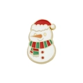Christmas snowman enamel pin with red hat and striped scarf on gold-plated metal - Snowman