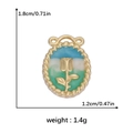 Künstlerischer goldener Oval-Anhänger mit Rosengravur und blauem Emaille für DIY-Schmuck - Verlaufshintergrund Relief Rosen Stil (DGB1559)