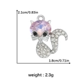 Colgante de zorro plateado con gema rosa y pedrería para creación de joyas DIY - Estilo Zorro Gato (DGB1943)