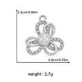 Colgante trébol plateado con strass y perla blanca para creación de joyas DIY - Estilo Trébol (DGB1944)