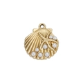 Gouden schelphanger met zeesterpatroon en witte parels voor doe-het-zelf sieraden - Gouden Zeester Parel Sint-jakobsschelp (DGB1842)