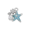 Blauwe zeester hanger met parel en strass voor DIY ocean thema sieraden van metaal - Zilver Blauw Emaille Zeester (DGB1847)
