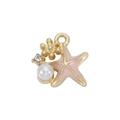 Roze zeester emaille hanger met parel en strass voor DIY sieraden maken - Goud Roze Emaille Zeester (DGB1850)