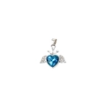 Colgante de corazón étnico con cristal azul, alas plateadas y corona para collares DIY - Corazón Azul Claro Alas (DGB2042)