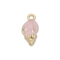 Roze emaille en gouden schelphanger voor DIY armbanden en sieraden maken van metaal - Goud Roze Emaille Wulk (DGB1857)