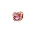 Charm papillon or rose avec cristal rose facetté pour création bijoux DIY - Breloque Papillon Or Rose Rose (CTB771)