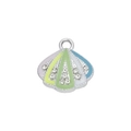 Schelphanger met emaille en kristallen voor DIY-sieraden en armbanden - Zilver Paars Strass Schelp (DGB1858)