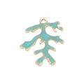 Gouden koraal hanger met turquoise emaille voor het maken van sieraden - Goud Cyaan Emaille Koraal (DGB1861)