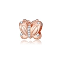 Breloque papillon en or rose sertie de pierres en zircone pour bijoux DIY et bracelets - Breloque Papillon Strass Or Rose (CTB947)