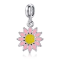 Pink enamel cherry blossom and daisy flower pendant charm for DIY jewelry bracelets - Pink Daisy Pendant (DGB1992)