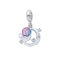 Fishtail ocean charm with pink and blue gradient bead and cubic zirconia inlay - Pink And Blue Gradient Fish Tail Style (DGB2125)