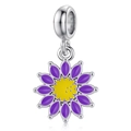 Sunflower charm pendant with purple enamel petals and silver clasp for DIY bracelets - Purple Sunflower Pendant (DGB1997)