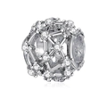 Charm sphère géométrique creuse en argent S925 avec pavage de zircons brillants - Breloque Géométrique Ajourée Argent (CTB1073)
