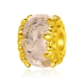 Rosa Glasperle mit goldenem Kleeblatt-Rahmen und Silberglitzer für DIY-Schmuck - Gold Hollow Pink Foil (21)
