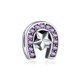 Charm fer à cheval en argent avec étoile et oxydes de zirconium violets pour bracelet - 18